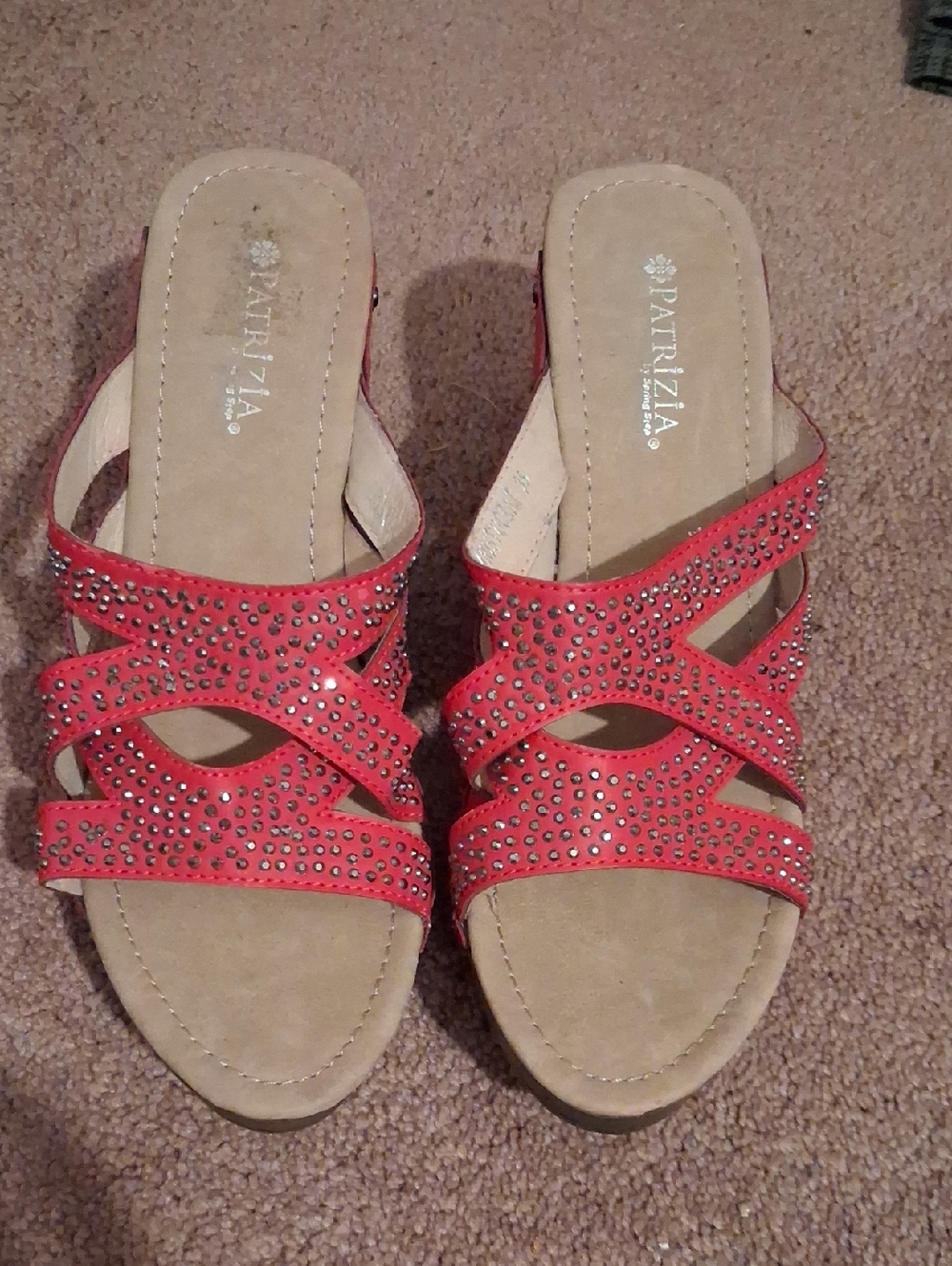 Patrizia Red Studded Slide Sandals - Crisscross Comfort